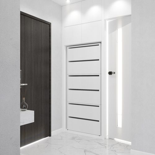 Szafka Na Buty Biała 150 CM Wysoka Modułowa Bez Siedziska Loft Regał na Arena.pl