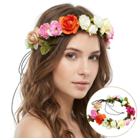 wianek, opaska do włosów z kwiatów, delikatny wianuszek boho w49
