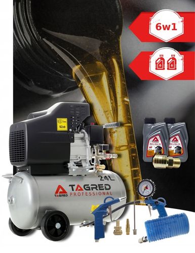 SPRĘŻARKA POWIETRZA KOMPRESOR OLEJOWY 3,4KM 24L + ZESTAW PNEUMATYCZNY na Arena.pl