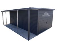 GARAŻ BLASZANY 3M X 5M + WIATA 1M. - SPAD TYŁ BRAMA UCHYLNA 3X5 GB316