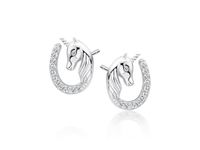Delikatne rodowane srebrne kolczyki podkowy jednorożce unicorn cyrkonie srebro 925 Z1729E_W