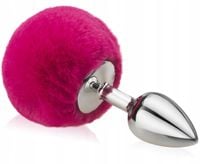 Stalowy korek analny plug z puchatym ogonkiem kitą