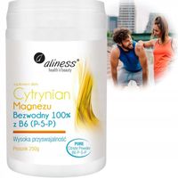 Aliness CYTRYNIAN MAGNEZU WITAMINA B6 250g MAGNEZ SKURCZE MIĘŚNI STRES