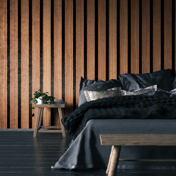 Tapeta LAMELE DREWNO Imitacja DESKI 3D Do Salonu zdjęcie 8