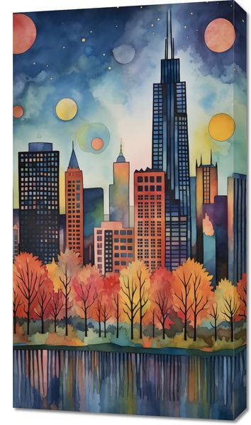 Obraz 50x90cm Panorama Malowniczego Miasta zdjęcie 1