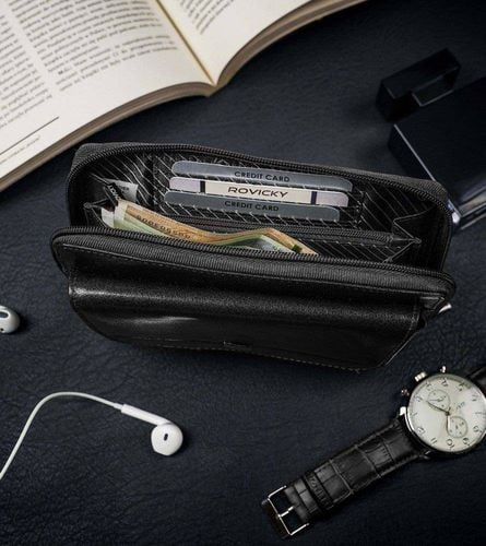 Skórzane etui na pasek z miejscem na karty i dokumenty, RFID na Arena.pl