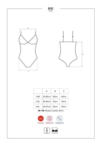Kuszące Czarne Body - Obsessive 810-TED-1 XXL na Arena.pl