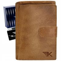 KOCHMANSKI Portfel męski skórzany duży brązowy pionowy zapięcie zatrzask