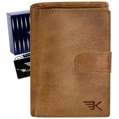 KOCHMANSKI Portfel męski skórzany duży brązowy pionowy zapięcie zatrzask