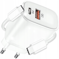 SZYBKA ŁADOWARKA SIECIOWA DO TELEFONU 2 USB TYP-C PD 20W SZYBKIE ŁADOWANIE