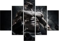 70 100CM OBRAZ 5 ELEM MĘŻCZYZNA SIŁOWNI STALOWYM KOLORZE DRUK PŁÓTNO