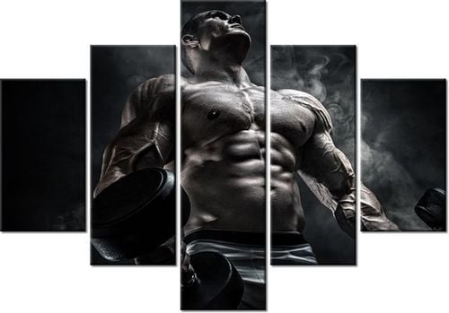 70 100CM OBRAZ 5 ELEM MĘŻCZYZNA SIŁOWNI STALOWYM KOLORZE DRUK PŁÓTNO na Arena.pl
