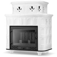 Piec kominek kaflowy ceramiczny SALZBURG biały z płaszczem wodnym kocioł CO