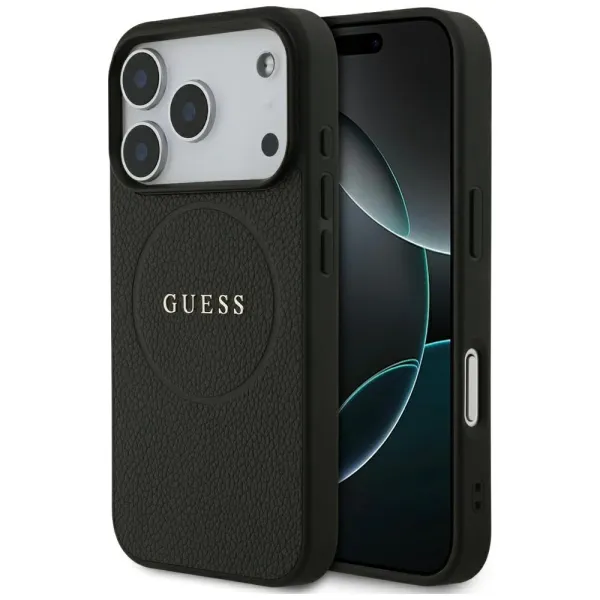 etui guess grained ring magsafe do iphone 17 pro - czarne zdjęcie 1