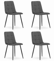 Krzesło ciemnoszare tapicerowane KARA aksamit 4 szt loft nowoczesne