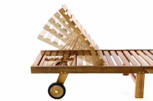 Regulowany leżak z drewna tekowego z kółkami, składany 200m na Arena.pl