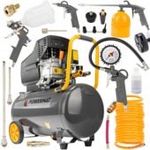 KOMPRESOR OLEJOWY 50L SPRĘŻARKA 8 BAR 206 l/min 230V DUŻY ZESTAW 18 EL.