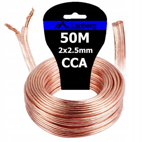 KABEL PRZEWÓD GŁOŚNIKOWY DWUŻYŁOWY CAR AUDIO HQ CCA 2x2,5MM 50M na Arena.pl