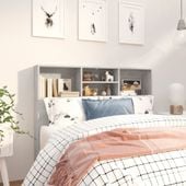 Wezgłowie łóżka z półkami, szarość betonu, 120x19x103,5 cm