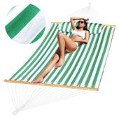 Duży hamak dwuosobowy biało-zielony XXL 200 x 150 cm