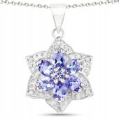 SREBRNY WISIOREK NATURALNY TANZANIT DIAMENT