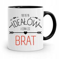 Kubek Czarny Prezent Dla Brata Nie Ma Ideałów Z Nadrukiem Ze Zdjęciem