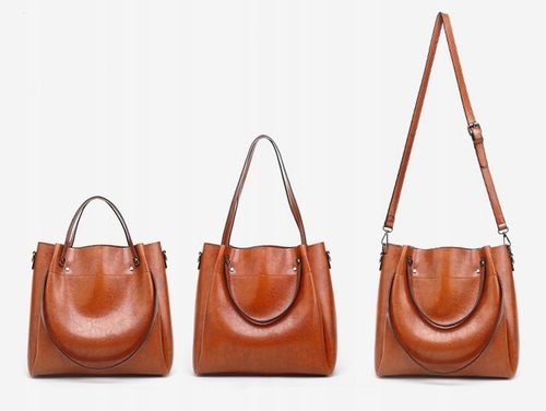 TOREBKA DAMSKA NA RAMIĘ SKÓRZANA TORBA CZARNY DO RĘKI SHOPPER PASEK na Arena.pl