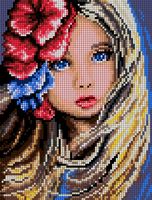 Kanwa z nadrukiem - Dziewczynka z kwiatami (5497)