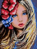 Kanwa z nadrukiem - Dziewczynka z kwiatami (5497)