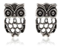 Delikatne oksydowane srebrne kolczyki celebrytki ażurowe sowy sówki sowa owl srebro 925 K2890