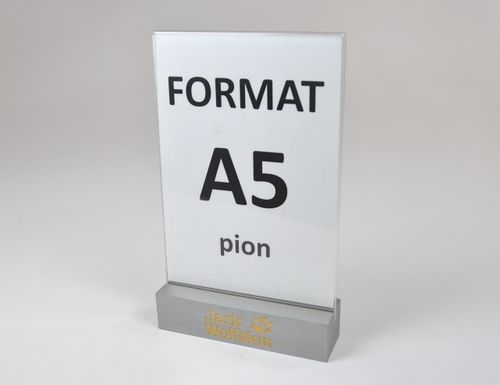 stojak na menu ulotkę plexi + drewniana podstawka z grawerem A5 10 szt na Arena.pl