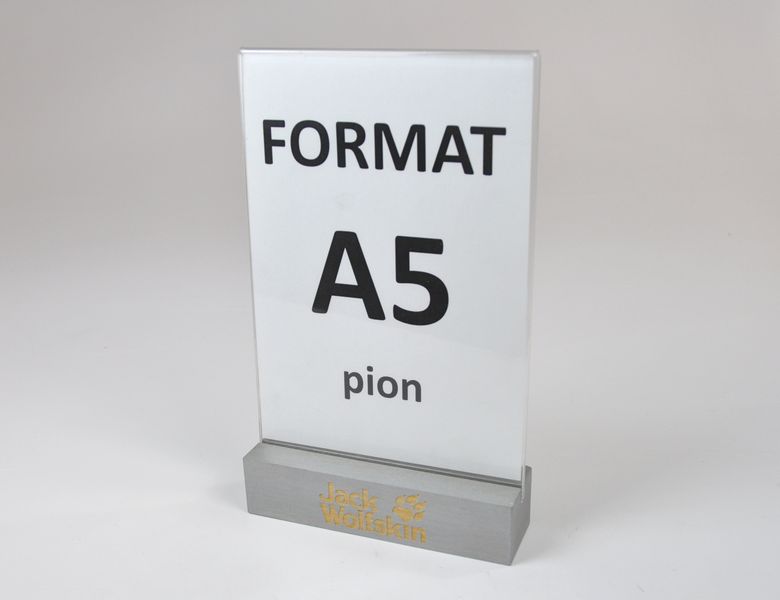 stojak na menu ulotkę plexi + drewniana podstawka z grawerem A5 10 szt zdjęcie 3