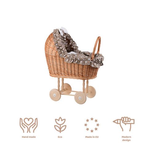 LULU WIKLINOWY WÓZEK DLA LALEK Z POŚCIELĄ 55X30 H67 CM na Arena.pl