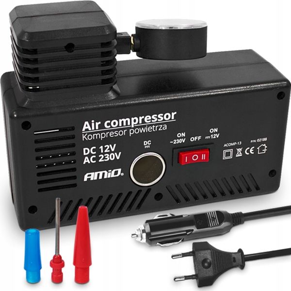 KOMPRESOR SAMOCHODOWY 12V/230V POMPKA DO KÓŁ zdjęcie 1
