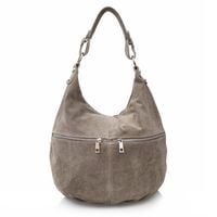 VERA PELLE torebka damska zamszowa worek z suwakami V318 j.taupe