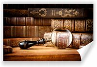 Fototapeta PREMIUM STRUKTURA ZMYWALANA Stare książki i szkło powiększające