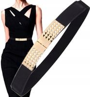 Pasek Wąski Damski Do Sukienki Klamra Złota Punk