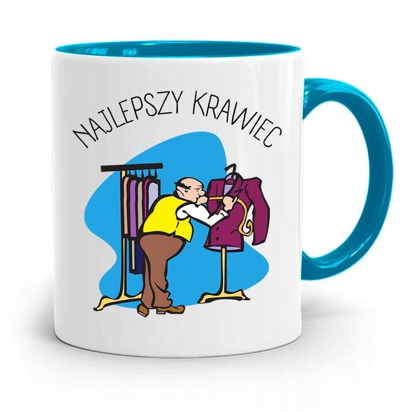 Kubek Błękitny Krawcowej Krawca Najlepszy Krawiec Z Nadrukiem Ze Zdjęciem zdjęcie 1