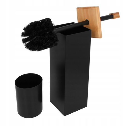 STOJAK NA PAPIER TOALETOWY + SZCZOTKA DO WC METAL / BAMBUS 2w1 CZARNY na Arena.pl