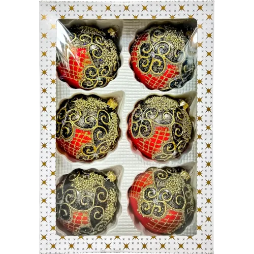 Bombka czerwona ekskluzywna z bogatymi zdobieniami: 6 sztuk na Arena.pl