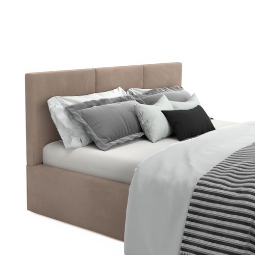 ŁÓŻKO TAPICEROWANE DO SYPIALNI 120x200 ŁÓŻKO PODWÓJNE Z POJEMNIKIEM BEŻOWE na Arena.pl