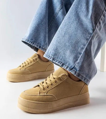 Beżowe sneakersy na platformie Amathymes 41 na Arena.pl