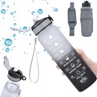 BUTELKA MOTYWACYJNA WODĘ TRITAN BIDON SPORTOWY FIT 900ml GRATIS POKROWIEC