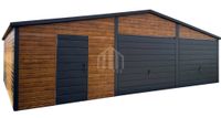 Garaż blaszany 9x5m - 2x brama - drzwi - drewnopodobny - dwuspad  SO109