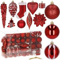 BOMBKI CHOINKOWE KOMPLET 72szt CZERWONE WZORY OZDOBY NA CHOINKĘ ŚWIĄTECZNE
