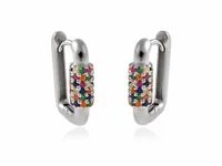 KLASYCZNE RODOWANE SREBRNE WISZĄCE KOLCZYKI KOLOROWE CYRKONIE