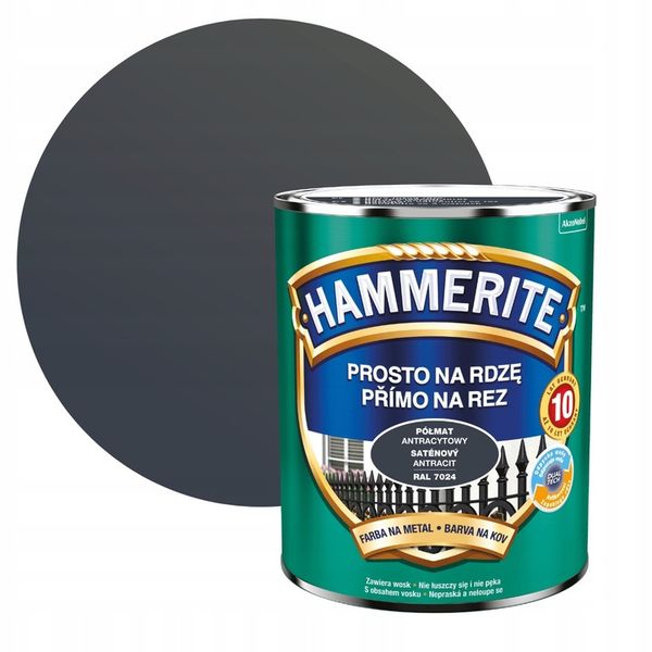 HAMMERITE NA RDZĘ 0,7L ANTRACYT PÓŁMAT zdjęcie 1