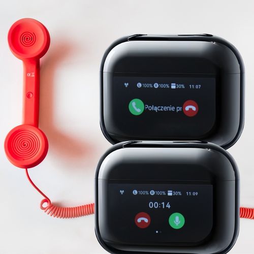 Słuchawki Bezprzewodowe Douszne PRO Lekkie ANC Mikrofon Czarne Wyświetlacz na Arena.pl