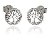 Eleganckie rodowane srebrne kolczyki drzewo życia tree of life białe cyrkonie srebro 925 K2958