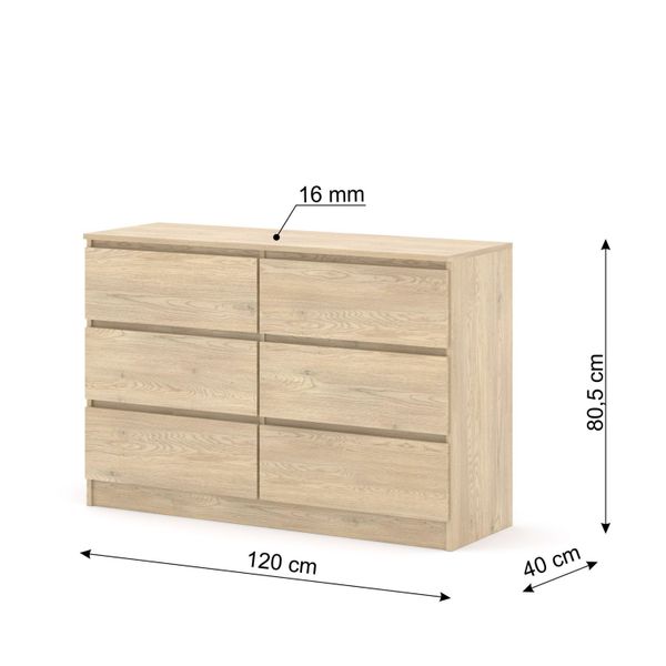Komoda MAJA S6 120 cm dąb cremona 6 szuflad zdjęcie 3